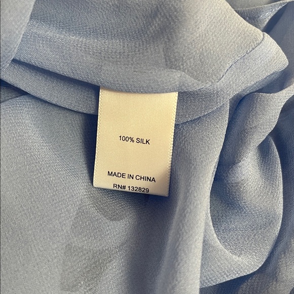 HELSA Sabine Silk Cape Overlay Chiffon Sheer Hydrangea Blue Midi Dress Size S - Picture 15 of 15